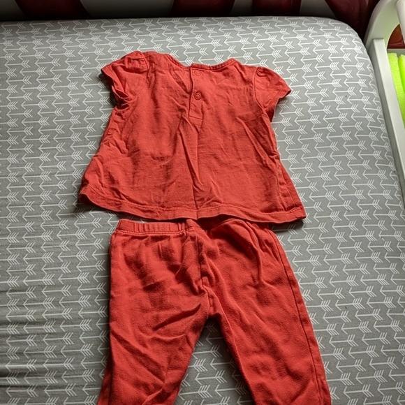 Orange giraffe embroidered pants and shirt set - Picture 6 of 6